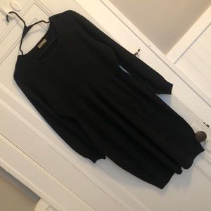 Black ribbed sweater dress with pockets